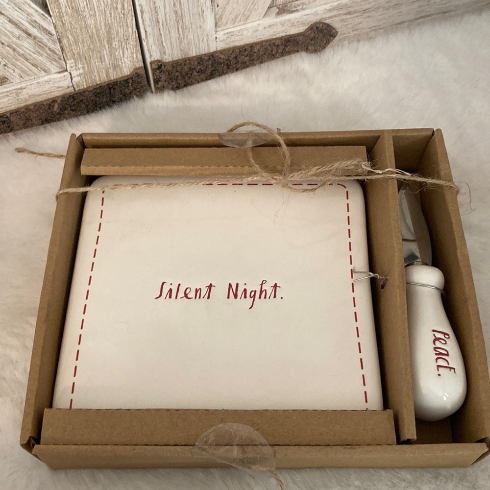 Rae Dunn Silent Night & Peace Cheese Board Set
